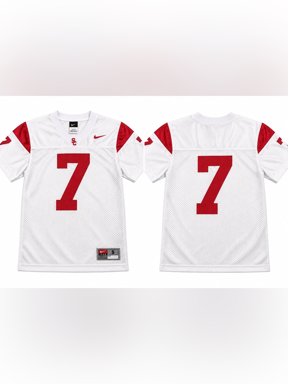 Nike USC Trojans #7 Football Jersey Youth Small 8/10 White NCAA